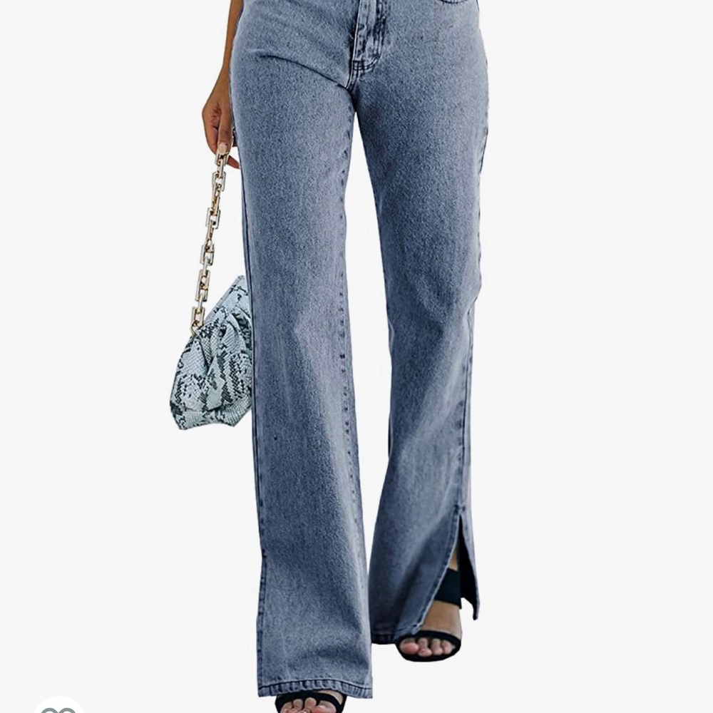 Blue high waist wide leg boyfriend jeans